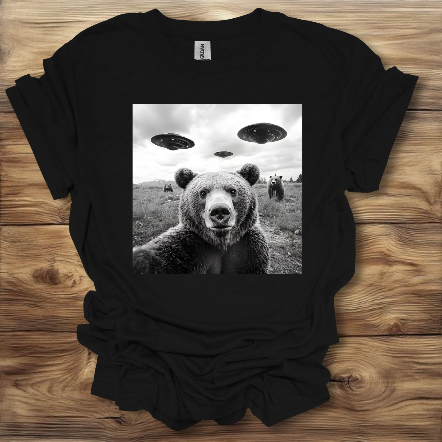 Bear UFO T-Shirt Unisex Adult Great Gift Him Her Birthday Holiday Christmas