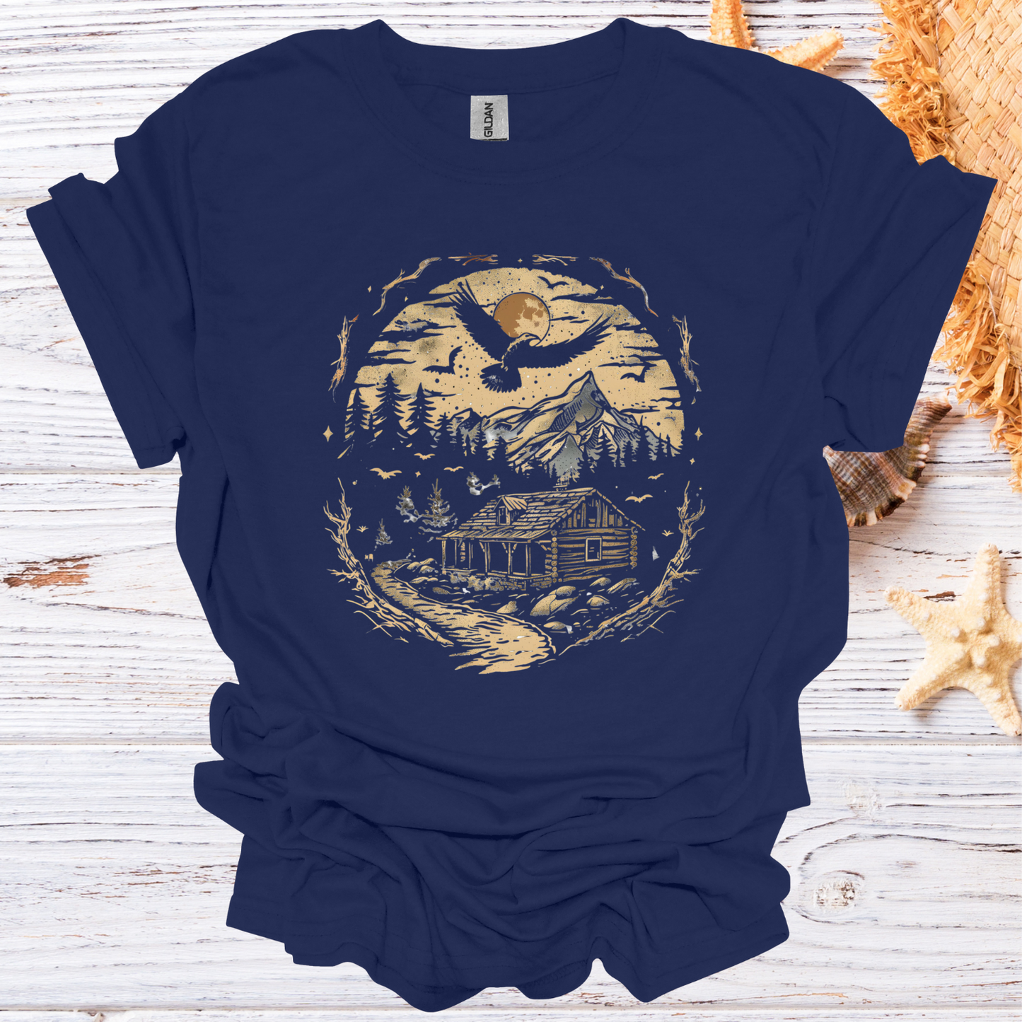 Rustic Cabin in the Woods Graphic T-Shirt Unisex Adult Great Gift Him Her Birthday Holiday Christmas