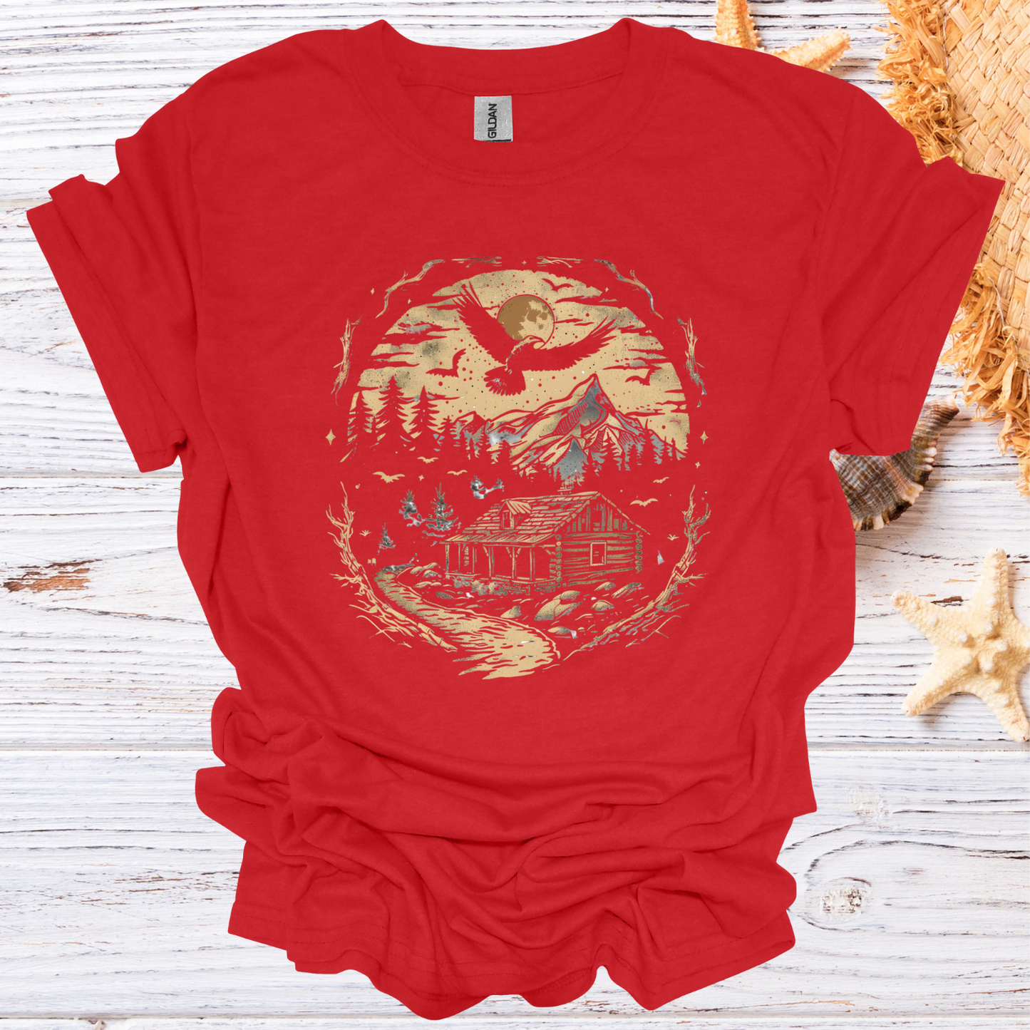 Rustic Cabin in the Woods Graphic T-Shirt Unisex Adult Great Gift Him Her Birthday Holiday Christmas