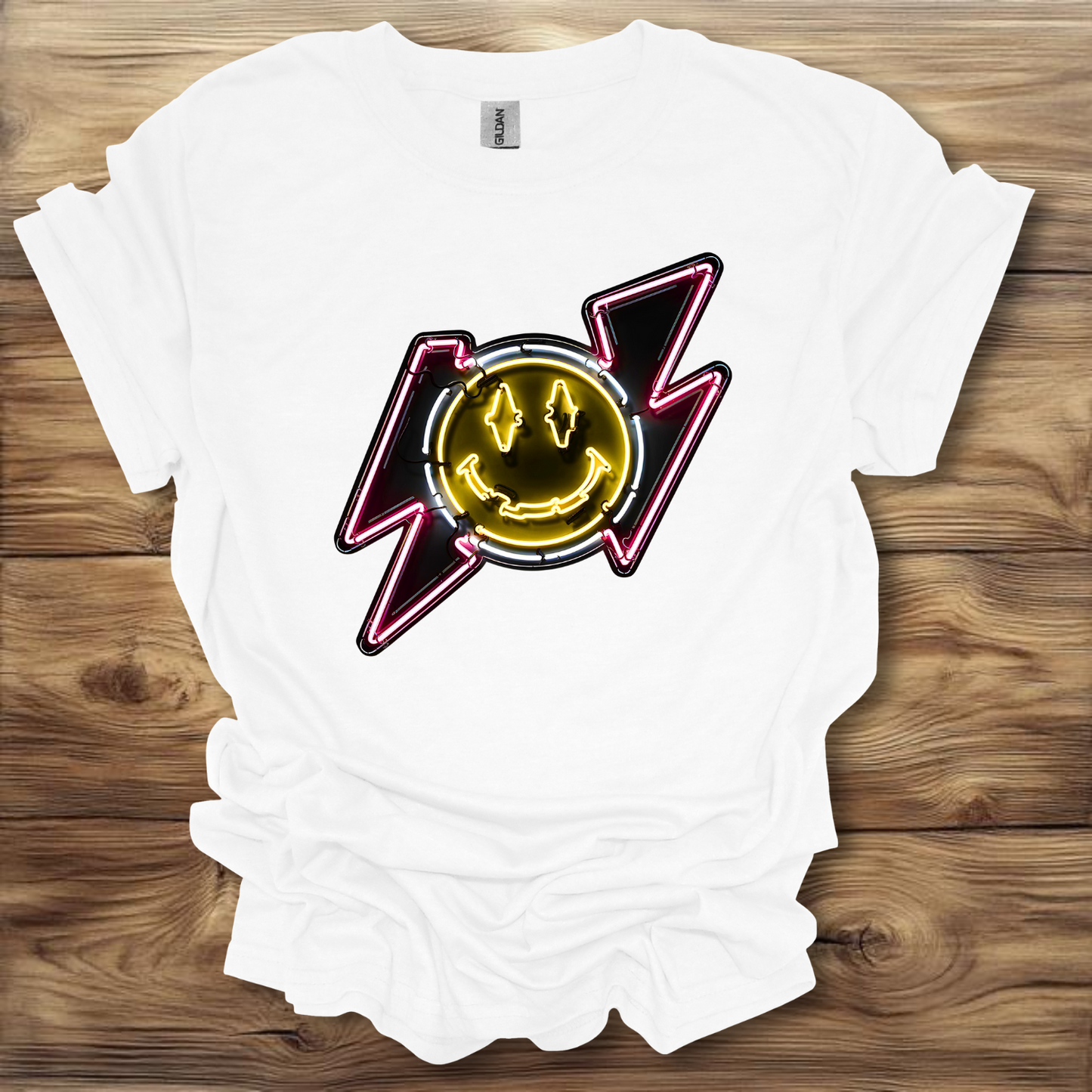 Smiley Face Neon Sign T-Shirt Unisex Adult Great Gift Him Her Birthday Holiday Christmas