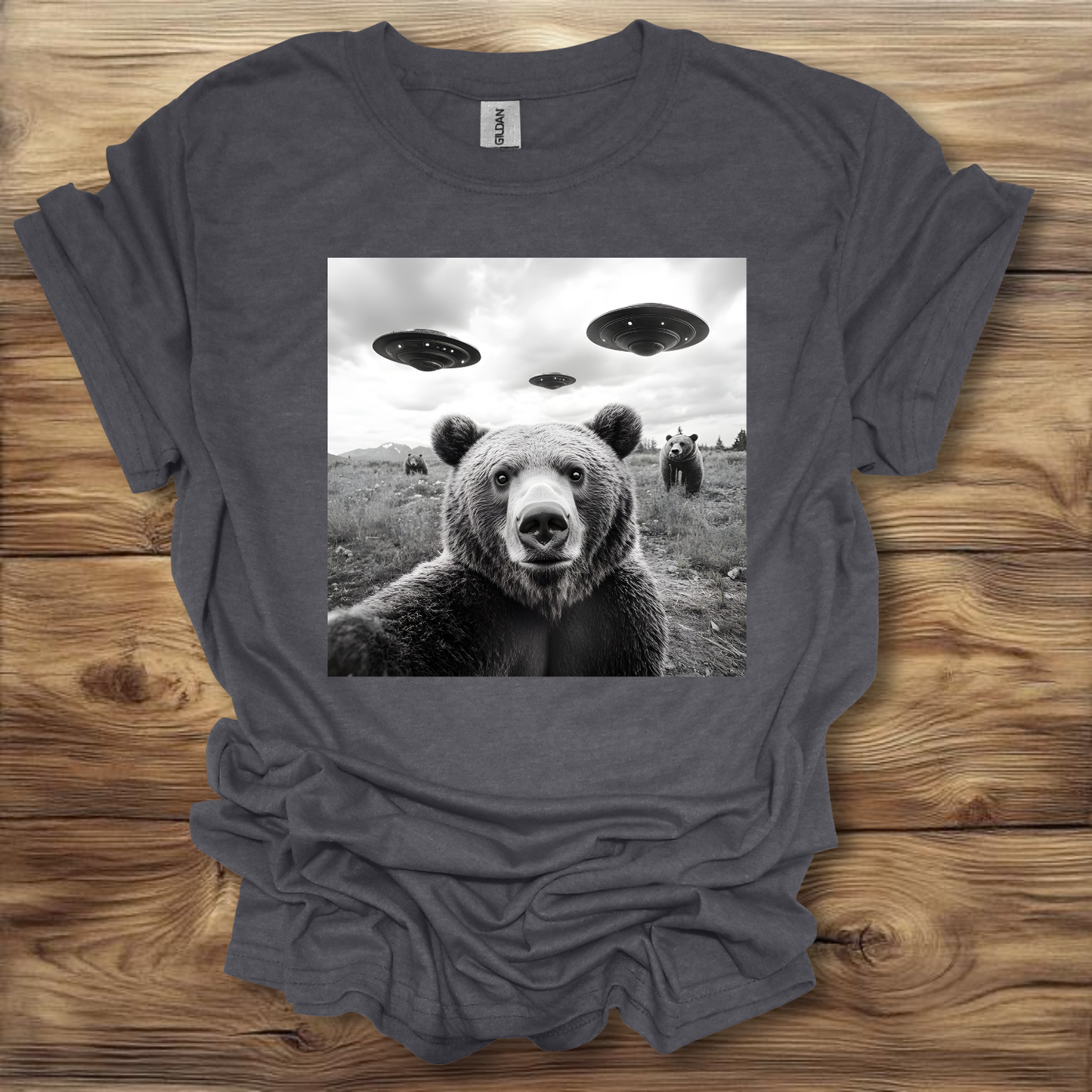 Bear UFO T-Shirt Unisex Adult Great Gift Him Her Birthday Holiday Christmas