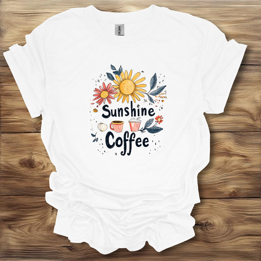 Sunshine & Coffee T-Shirt Unisex Adult Great Gift Him Her Birthday Holiday Christmas