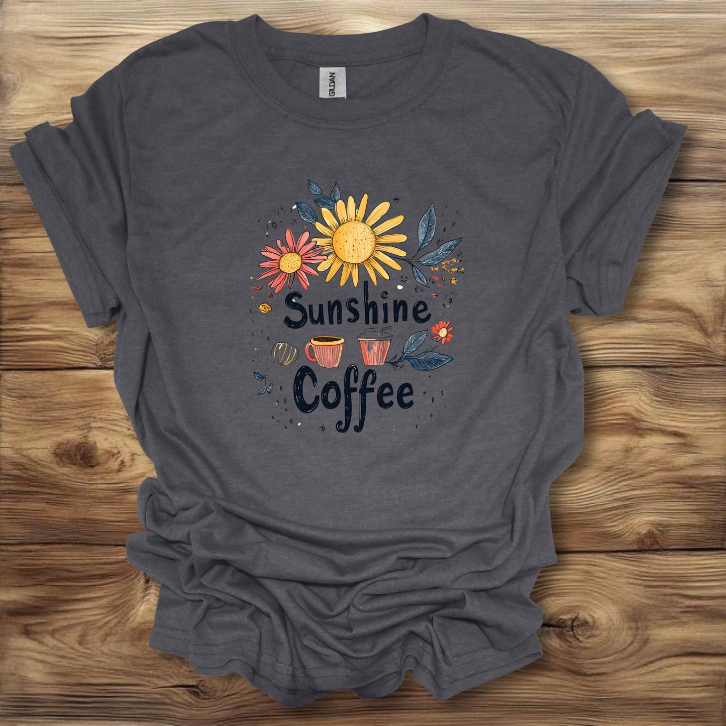 Sunshine & Coffee T-Shirt Unisex Adult Great Gift Him Her Birthday Holiday Christmas