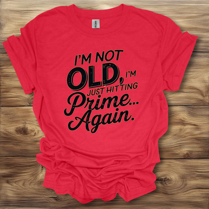 I'm Not Old, I'm Just Hitting My Prime Again T-Shirt Unisex Adult Great Gift Him Her Birthday Holiday Christmas