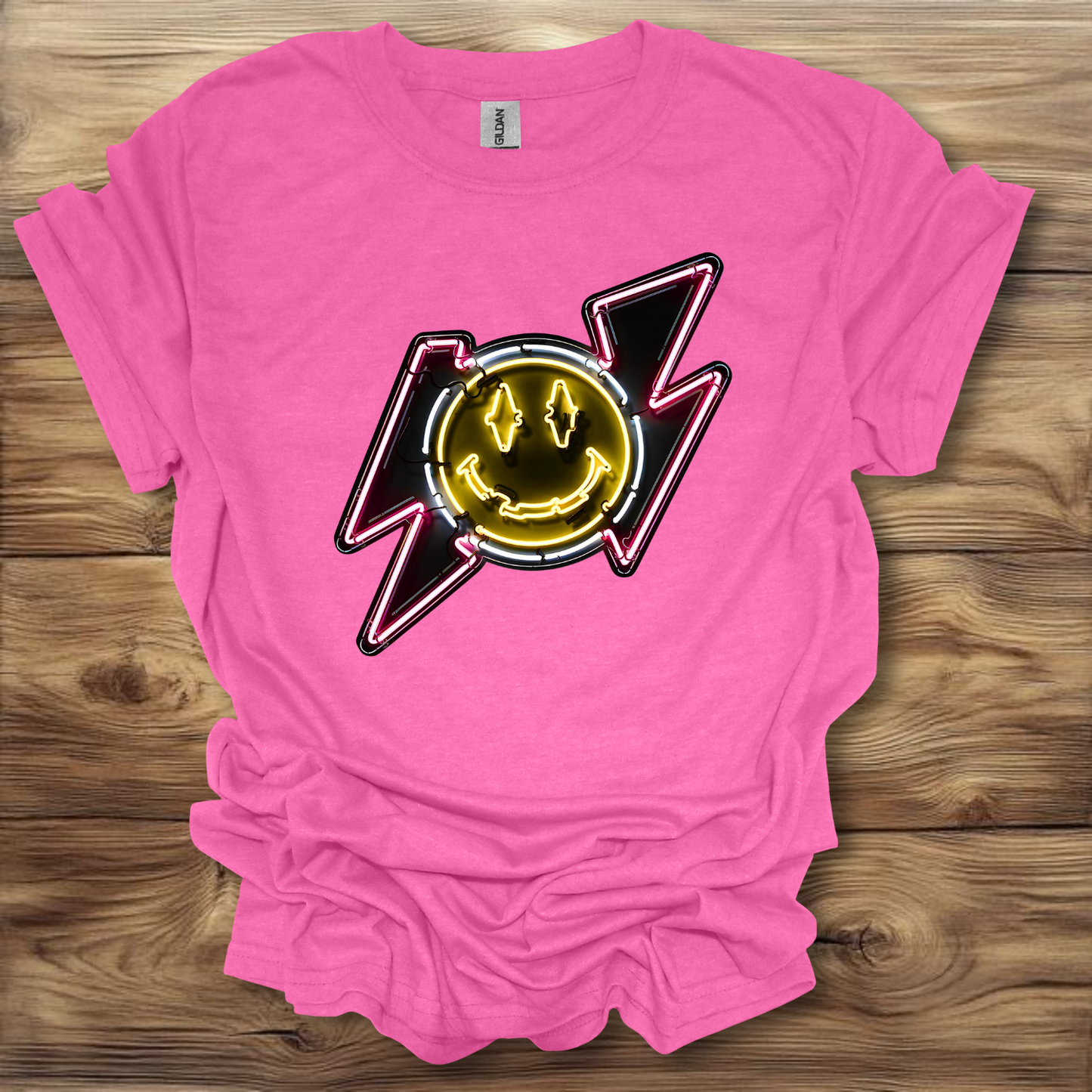 Smiley Face Neon Sign T-Shirt Unisex Adult Great Gift Him Her Birthday Holiday Christmas