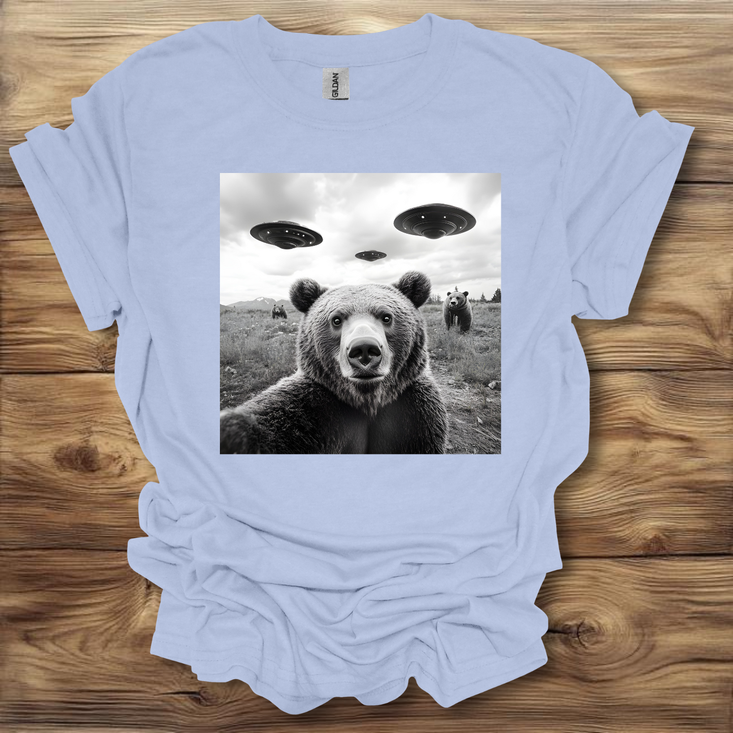 Bear UFO T-Shirt Unisex Adult Great Gift Him Her Birthday Holiday Christmas