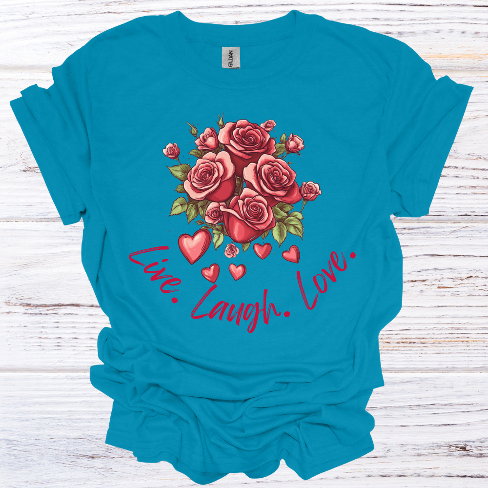 Live Laugh Love Floral T-Shirt Unisex Adult Great Gift Him Her Birthday Holiday Christmas