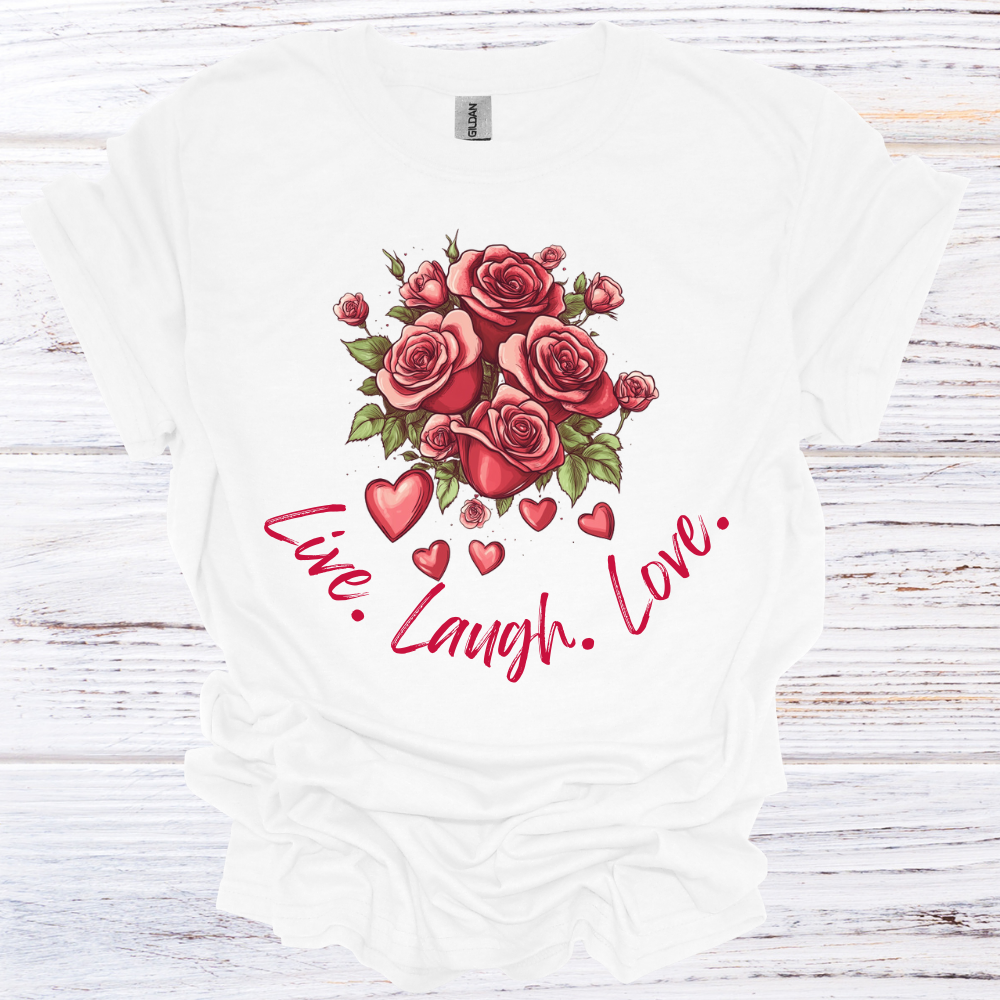 Live Laugh Love Floral T-Shirt Unisex Adult Great Gift Him Her Birthday Holiday Christmas