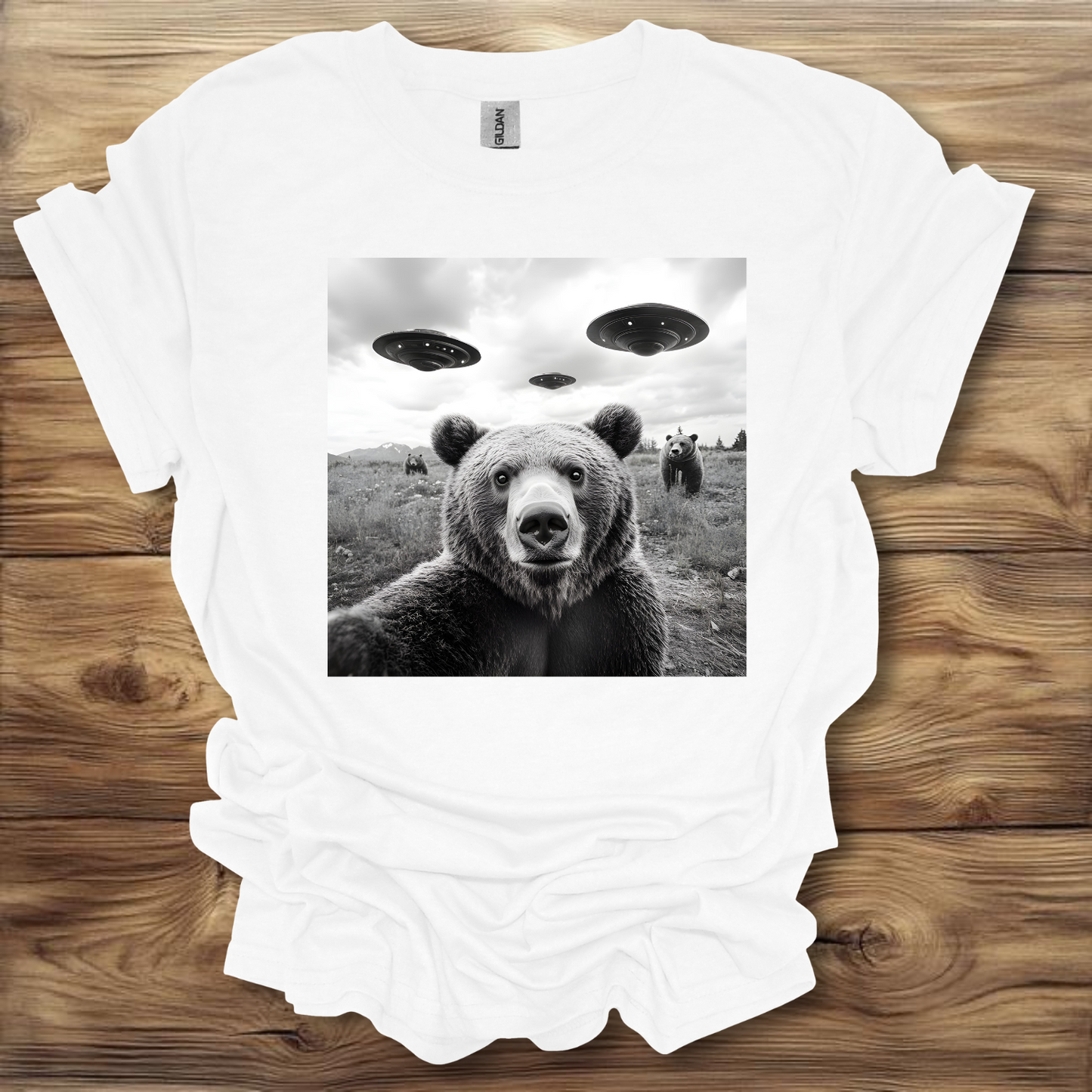 Bear UFO T-Shirt Unisex Adult Great Gift Him Her Birthday Holiday Christmas