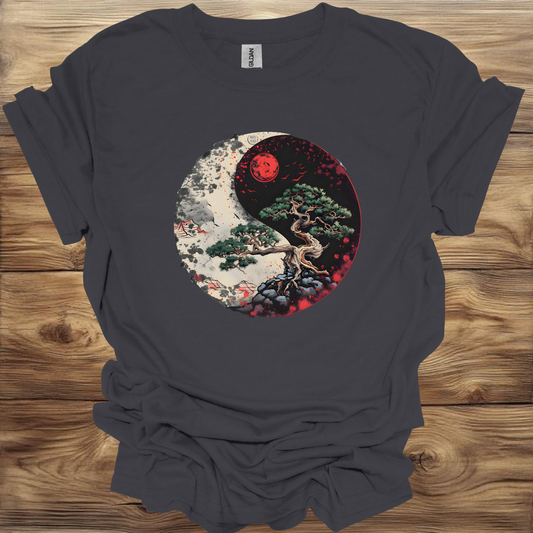 Yin-Yang Red Moon Bonsai Tree T-Shirt Unisex Adult Great Gift Him Her Birthday Holiday Christmas